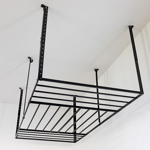 StoreYourBoard 4 x 8 Garage Storage Rack, Ceiling Shelf Overhead Organization, Heavy Duty Steel Platform Holds 700 lbs, 96 in. x 48 in. x 40 in. StoreYourBoard