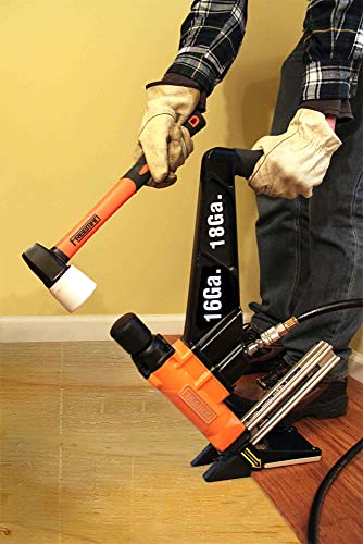Freeman PF1618GLCN Pneumatic 3-in-1 16-Gauge and 18-Gauge 2" Flooring Nailer Ergonomic and Lightweight Nail Gun for Tongue and Groove, Hardwood, and Freeman