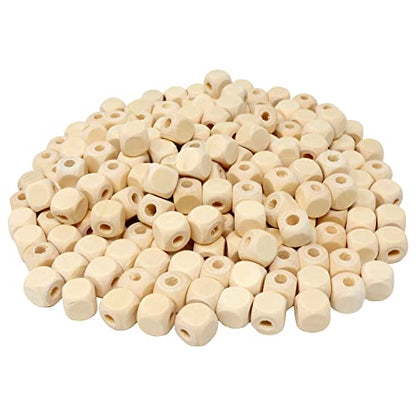 yueton 300PCS 10mm Blank Unfinished Wooden Beads Cube Wood Beads Spacer Beads Loose Beads for Jewelry Making and DIY Craft Accessories - WoodArtSupply