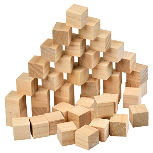 BUYGOO 120Pcs Wood Square Blocks, 1inch Blank Wooden Cubes Natural Solid Cube Wood Blocks for Crafts and DIY Décor, and DIY Projects BUYGOO