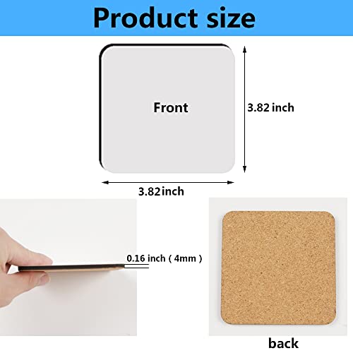 Sublimation Coasters Blanks Cork Back MDF Sublimation Blanks Bulk MDF Subliamtion Product Wood Hardboard Coasters Sublimation Square Coaster Blank