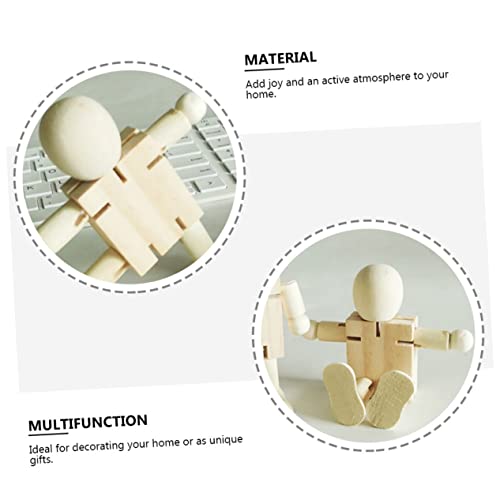 EXCEART 3pcs White Embryo Robot Peg People Kit Unfinished Robot Unfinished Peg Dolls Peg People Toys Blank Peg People Craft Blank Wood Doll Figures EXCEART