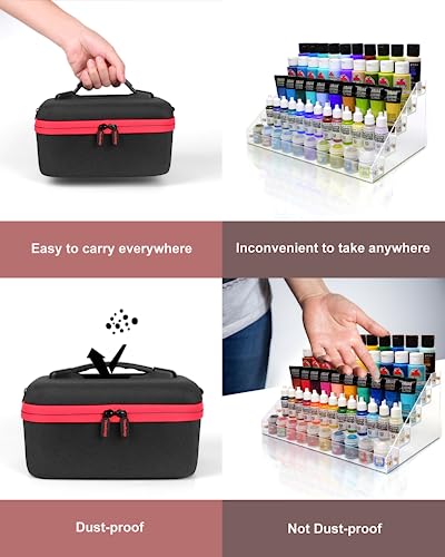 Acrylic Paint Storage case for Apple Barrel Acrylic Paint with 10pcs Paint Brush, Craft Paint Storage for 24 Bottles of 2 oz Acrylic Paint, Hard Yewltvep