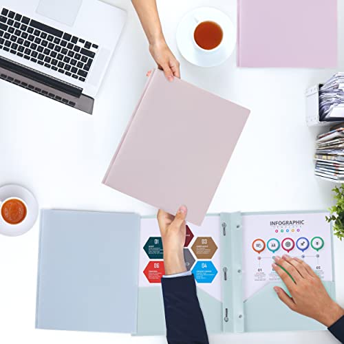 Mr. Pen- Plastic Folders with Pockets and Prong, 5 Pack, Muted Pastel Colors, Pocket Folders, File Fasteners, 2 Folder, Two Mr. Pen