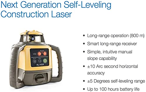 Topcon RL-H5A Self Leveling Horizontal Rotary Laser with Bonus EDEN Field Book, IP66 Rating Drop, Dust, Water Resistant, 800m Construction Laser, Topcon