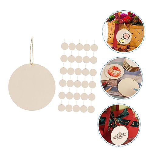 BESPORTBLE 1 Set Oval Wood Crafts Wooden Pieces Unfinished Wood Slices Label DIY Wood Cutouts with Hole Wood Chips Decorations Rope Blank Wood Slices BESPORTBLE