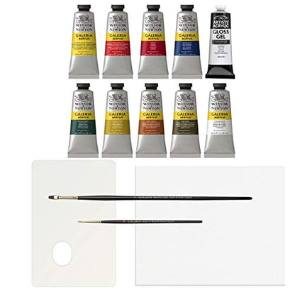 Winsor & Newton Galeria Acrylic Paint, 10 x 60ml (2--oz), Complete 14 Piece Set - WoodArtSupply