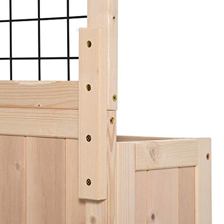 Outsunny 3-Tiers Raised Garden Bed with Trellis, 53" H Vertical Planter Box with Wheels & Back Storage Area, for Flowers, Vegetables, Herbs, Natural Outsunny