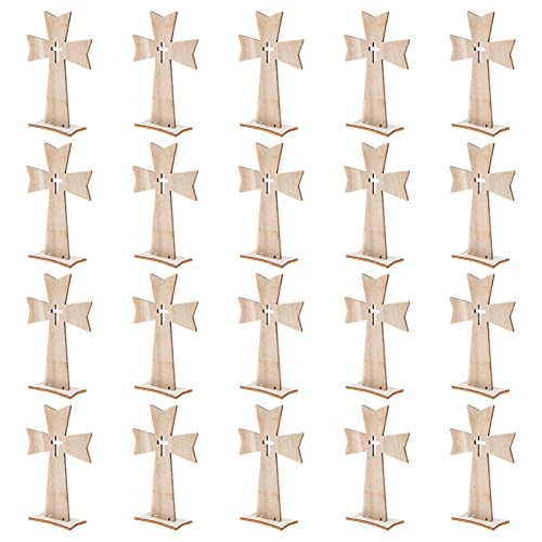 PRETYZOOM 60 pcs Holiday Decorations Wood Jesus Cross Wood Crosses for Crafts Unfinished Cutout Remembrance Ornament Tabletop Cross Holy Cross Table - WoodArtSupply