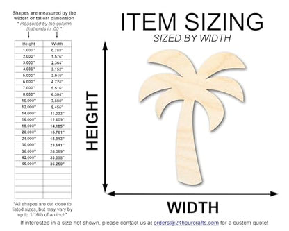Unfinished Wood Simple Palm Tree Silhouette | DIY Tropical Beach Craft Cutout | up to 36" DIY 10" / 3/4"