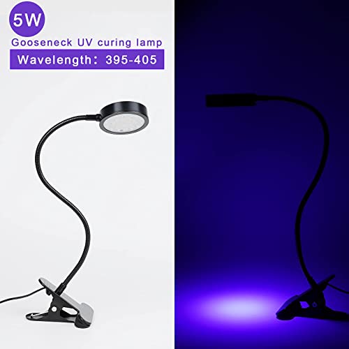 UV Light Gooseneck Curing Lamp, 5W UV Light for Resin Curing, USB 1.5m UV Resin Lamp, Wavelength 395nm UV Lamp, Flexible Gooseneck Clip UV, Black U4GLORY
