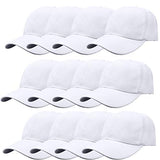 TZ Promise 12 Pack Wholesale Unisex Plain Solid Color Adjustable Baseball Caps Hats (White) TZ Promise