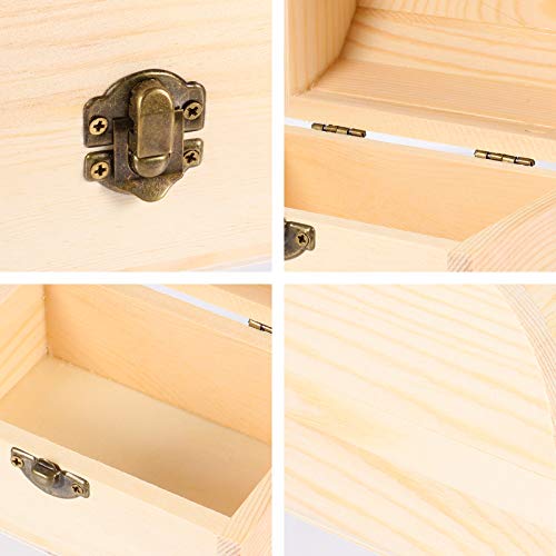 Zerodeko 1pc Pirate Treasure Chest Wooden Box Unfinished Kids Storage Organizer for Boys Craft Boy Gifts Wood Crates Jewelry Kids Treasure Chest Zerodeko