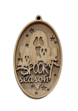 Halloween Spooky Ghost Oval Sign 6 Pieces Laser Cut Out Unfinished RND4 The Wood Shape Store