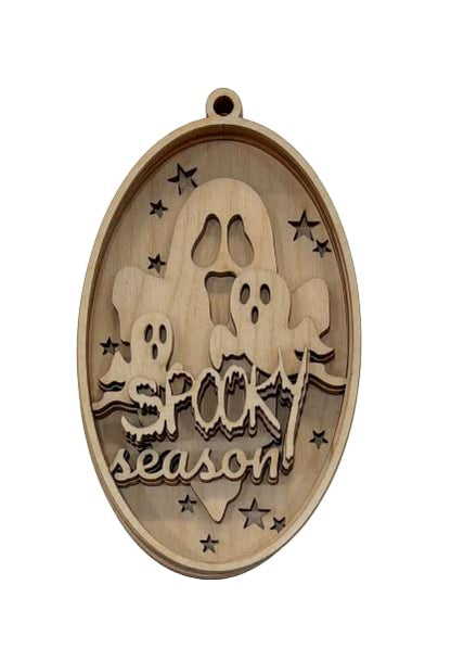 Halloween Spooky Ghost Oval Sign 6 Pieces Laser Cut Out Unfinished RND4 - WoodArtSupply