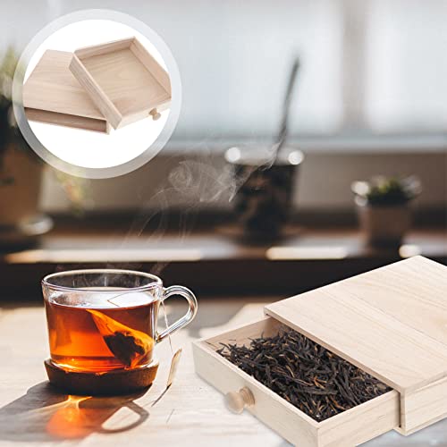 Toddmomy 1pcs Wooden Drawer Box Desktop Stackable Drawer Tea Bag Storage Drawer Unfinished Trinket Case Jewelry Organizer Holder for home Kitchen Toddmomy