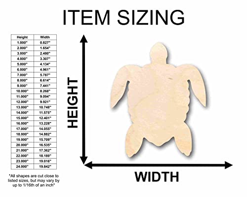 Unfinished Wood Sea Turtle Silhouette - Craft- up to 24" DIY 10" / 3/4" 24 Hour Crafts