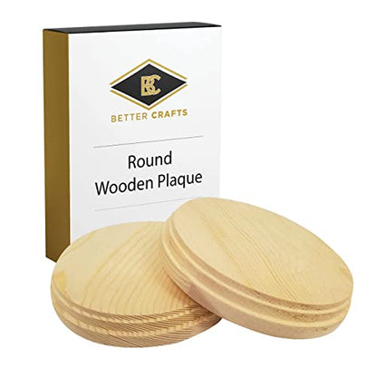 Round Wooden Plaques for Crafts, Natural Pine Unfinished Wood Plaque, Great Wood Base for DIY Craft Projects & Home Decoration - 5" inch - 2 Pcs.