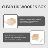 TEHAUX Wooden Crates Unfinished Unfinished Wood Boxes, 12 * 12 * 8cm Wooden Box Case Collectible Crafts Jewelry Storage Organizer with Clear Lid for TEHAUX