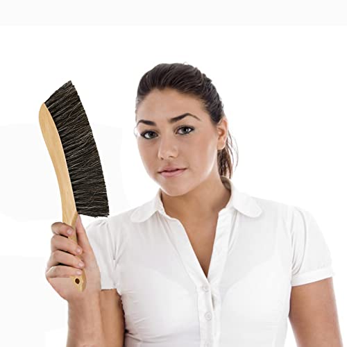 Horse Hair Brush Hand Broom Dusting Brush for Home Cleaning, Wood Handle Soft Brush Duster for Counter Furniture, Bed, Bench Fireplace,Car, Shop