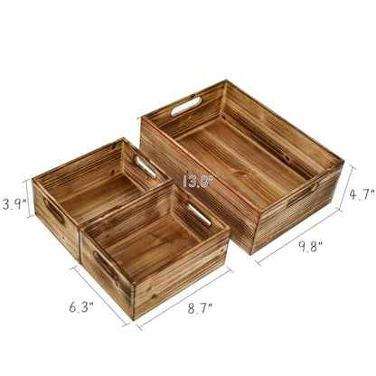 Wooden Crates with Handles for Display,Home Organizer , wooden crate set for Pantry organizer Storage, Closet, Arts & Crafts,decorative box, Wood