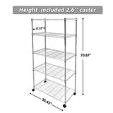 YSSOA 5-Tier Heavy Duty Storage Shelving Unit,Chrome,35L x 18W x 70H inch YSSOA