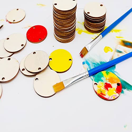 MYYZMY 50 Pieces Wooden Circles Tags 1.2 inch with Holes and 50 Pieces 10 mm Rings MYYZMY
