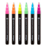 KINGART 453-6C PRO Neon 6 Ct. Extra Fine Paint Pens, 0.7mm Tip, 6 Fluorescent Acrylic Paint Markers, Low-Odor Water-Based Quick Dry Paint Markers for KINGART