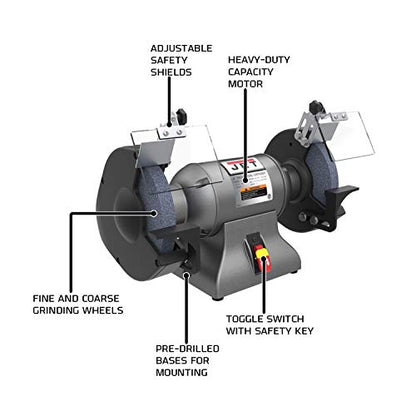 JET IBG-8, 8-Inch Industrial Bench Grinder, 1 HP, 1Ph 115V (578008) - WoodArtSupply