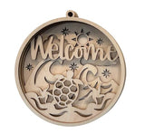 Sea Turtle Round Sign 6 Pieces Laser Cut Out Unfinished RND23 The Wood Shape Store