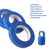 TCAIRG Blue Painters Tape 1 inch Wide Residue Free Wall Painting Blue Masking Tape with Sharp Lines 1 inch x 60 Yards x 6 Rolls (360 Total Yards) TCAIRG