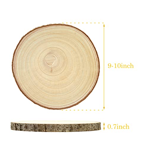 Joyavo Unfinished Wood Slices, 4 Pack 9-10 Inches Wood Rounds Rustic Cake Stand Large Wooden Circles for Christmas WeddingTable