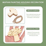 SEWACC 50 Sets Wooden Mushroom Cutouts Unfinished Wood Shapes Blank Wood Embellishments with Hemp Ropes for DIY Projects Home Decor SEWACC