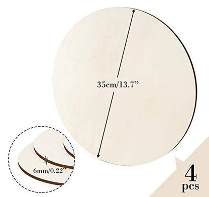 ilauke 14 Inch Wood Circles for Crafts, 4Pcs Blank Wooden Rounds Discs, 1/4 Inch Thick Wood Rounds for Crafts, Door Hangers, Wood Signs, Painting, - WoodArtSupply