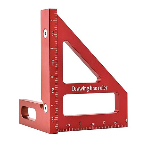 BOXmime Imperial 3D Multi-Angle Measuring Ruler,45/90 Degree Aluminum Alloy Woodworking Square Protractor, Miter Triangle Ruler High Precision Layout BOXmime
