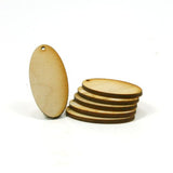 Mylittlewoodshop Pkg of 50 - Oval - 2 inches Tall by 1 inch Wide with 1 2mm Hole and 1/8 inch Thick Unfinished Wood (LC-OVALH1-50) Unique Wood Shapes