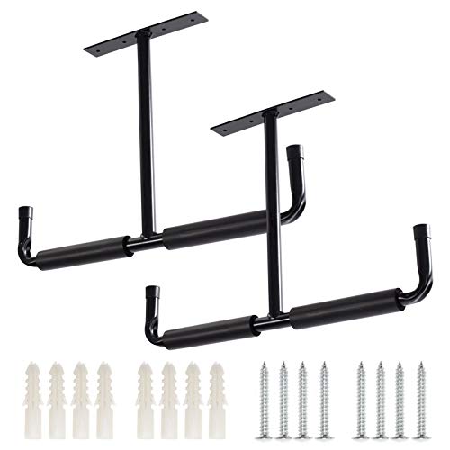 Ihomepark Overhead Garage Storage Hooks, Heavy Duty Ceiling Mounted Garage Utility Hanging Rack for Lumber Bike Tools, Black Ihomepark
