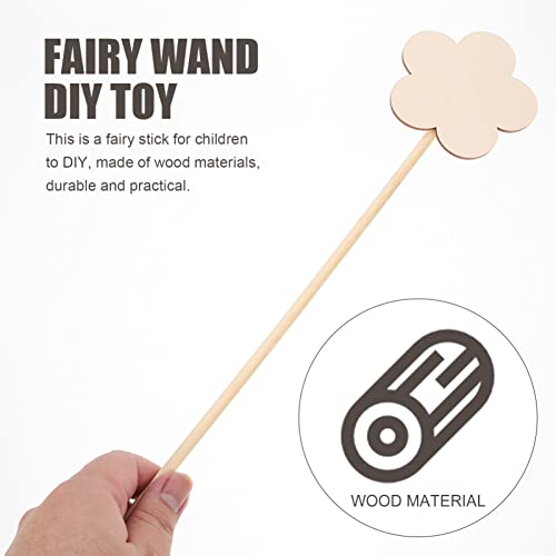 Toyvian 8pcs Girl Fairy Wands Stickers Unfinished Princess Wand Kit Homemade DIY Wood Flower Wand DIY Wooden Star Wands Unfinished Wood Crafts for Toyvian