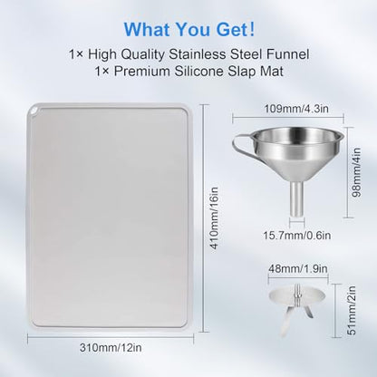 YOOPAI Funnel and Mat, Stainless Steel Filter Funnel & Silicone Slap Mat Cleaning Kit for Filtering Resin and Recover Liquid, Non-Stick Food Pad