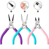 3Pcs Jewelry Pliers Jewelry Making Pliers Tools Kit with Needle Nose Pliers/Round Nose Pliers/Chain Nose Pliers Wire Cutters for Wire Wrapping URSKYTOUS