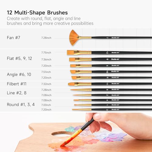 80 Colors Acrylic Paint, Shuttle Art Acrylic Paint set with 12 Paint Brushes, 2oz/60ml Bottles, Rich Pigmented, Water Proof, Premium Paints for Shuttle Art