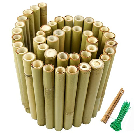 Jollybower 8x39IN Natural Bamboo Edging, Bamboo Garden Border Edging, Outdoor Landscape Edging for Decorative Garden, Patio Flower Garden Bed, Lawn, Jollybower