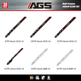 AGGRESSOR Jigsaw Blades Set 30 Piece,Assorted T-Shank Jig Saw Blades for Wood, Plastic and Metal Cutting,Multi-Purpose HCS/HSS Saw Blades AGGRESSOR