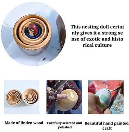 Nesting Dolls Russian Matryoshka Dolls for Kids Wood Stacking Nested Set 5 Pieces Handmade Toys for Children Christmas Birthday Decoration Halloween Zoymiu