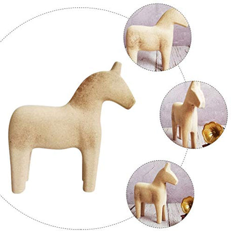 HEALLILY Vintage Unfinished Swedish Wooden Dala Horse Unfinished Wooden Horse Figurine Statue Horse Painting by Yourself S HEALLILY