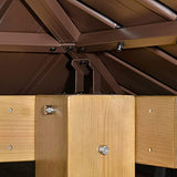 Outsunny 10' x 10' Hardtop Gazebo with Galvanized Steel Double Roof, Wooden Frame, Permanent Pavilion with Ceiling Light Hook, for Garden, Patio, Outsunny