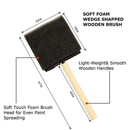 QTLCOHD 50Pcs Foam Paint Brushes 3 Inch Foam Brushes Bulk Paint Sponge Brushes for Painting, Mod Podge, Acrylics, Staining, Varnishes, Crafts - WoodArtSupply