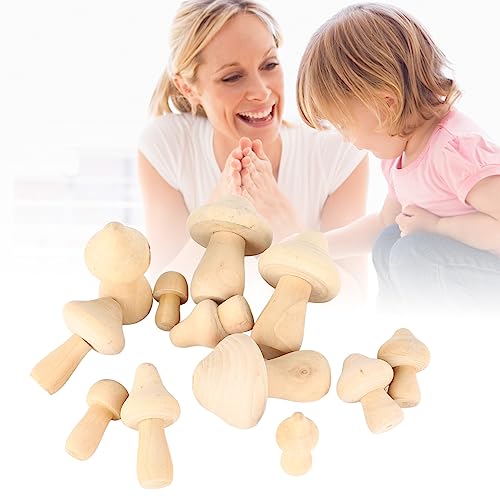 12pcs Unfinished Wooden Mushrooms - DIY Handcrafted Wooden Mushroom Painting Craft Kit for Home Decor - WoodArtSupply