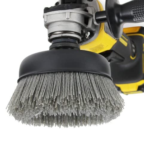 BHA 6" Abrasive Filament Nylon Bristle Cup Brush, 5/8"-11 Thread Arbor - Gray (80 Grit) BHA