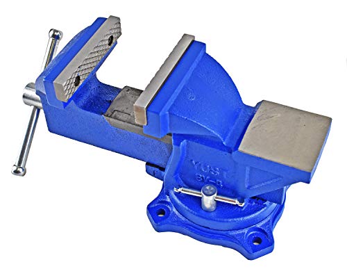 Yost Vises Tool 4-Inch Workshop Duty Bench Vise, Model BV-4, with 120-Degree Swivel Base, Blue - WoodArtSupply